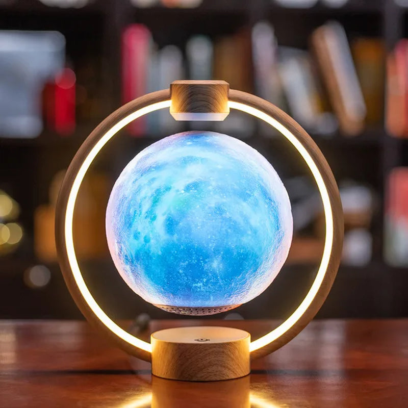 Maglev Moon Light Bluetooth Speaker 3D Stereo Levitating Lamp Magnetic Levitation LED Rotating Globe Lights Bedside Lights Home